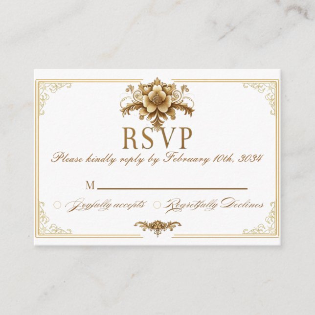 Gilded Royal RSVP Card Begleitkarte (Vorderseite)