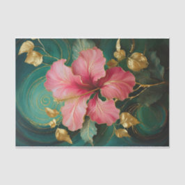 Gilded Single Pink Hibiskus Bloom, Formal Florals Seidenpapier