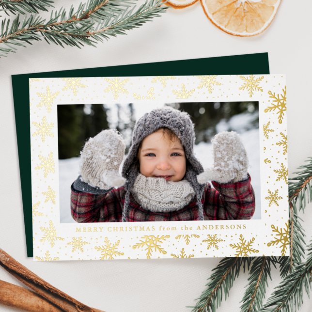 Gilded Snowflakes Foto Gold Folien Feiertagskarte (Von Creator hochgeladen)