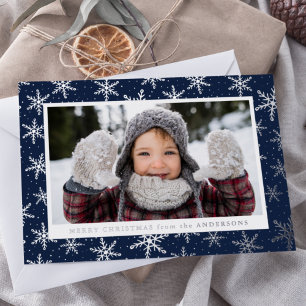 Gilded Snowflakes Foto Navy und Silver Folien Feiertagskarte
