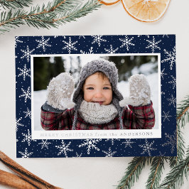 Gilded Snowflakes Foto Navy und Silver Folien Feiertagspostkarte