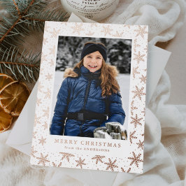 Gilded Snowflakes Foto Rose Gold Folien Feiertagskarte