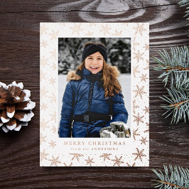 Gilded Snowflakes Foto Rose Gold Folien Feiertagspostkarte