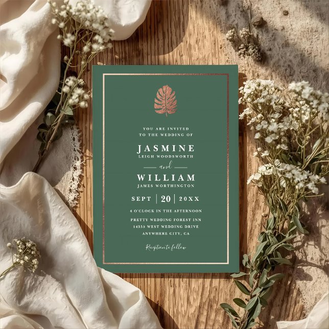 Gilded Tropics Elegant Modern QR Code Wedding Einladung (Von Creator hochgeladen)