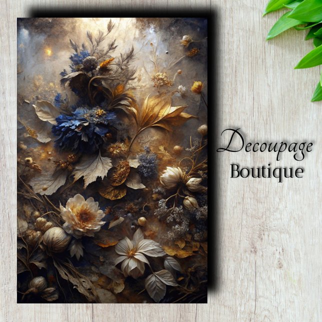 Gilded Twilight Flora Decoupage Seidenpapier (Gilded Twilight Flora Decoupage Tissue Paper)