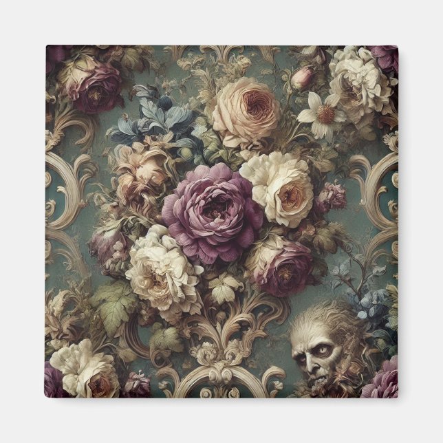 Gilded Unease - Gotisches Viktorianisches Blumende Magnet (Vorne)