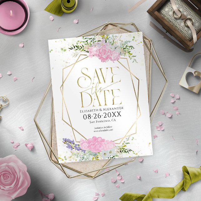 Gilded Wildblume Spring Wedding Save the Date Postkarte (Von Creator hochgeladen)