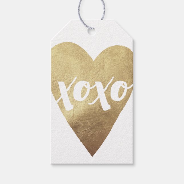 Gilded XOXO Valentine's Day Gift Tag - Weiß Geschenkanhänger (Vorderseite)