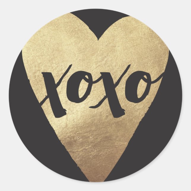 Gilded XOXO Valentine's Day Sticker - Schwarz (Vorderseite)