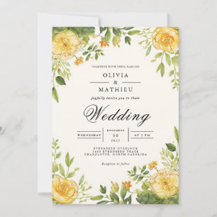 Gilded Yellow Floral Blüh Wedding Einladung