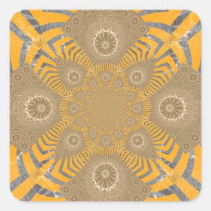Gilded Zephyr: Eleganz in Golden Yellow & Chrome Quadratischer Aufkleber