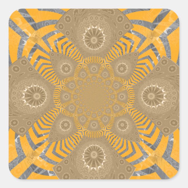 Gilded Zephyr: Eleganz in Golden Yellow & Chrome Quadratischer Aufkleber (Vorderseite)
