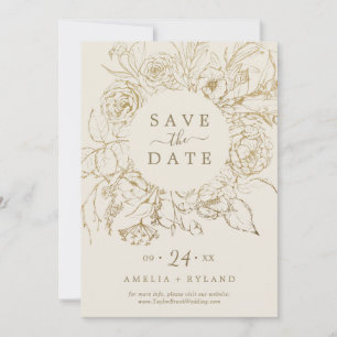 Gildenblumencreme & Gold-Save the Date-Karte Save The Date
