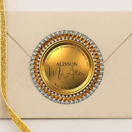 Gildener Glamour Diamond Gold Rücksendeadresse Runder Aufkleber