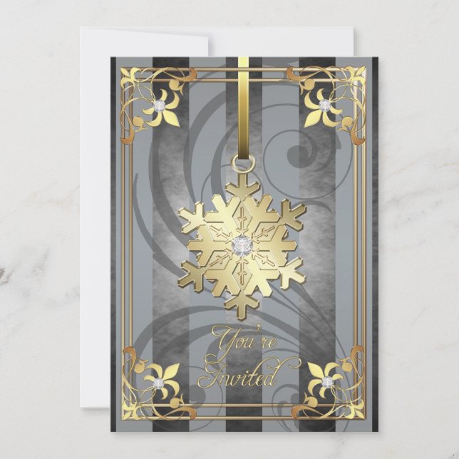 Gildenglamouröse Schneeflocke Silver Holiday Card Einladung (Vorderseite)