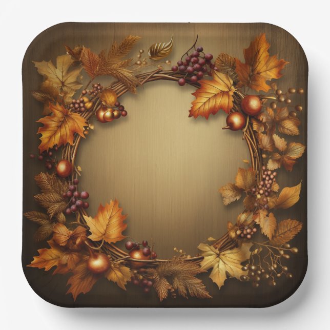 Gildete Schätze des Herbstes: Ernte des Todes Pappteller (Vorderseite)