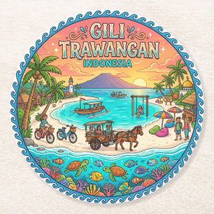 Gili Trawangan Indonesien Runder Pappuntersetzer