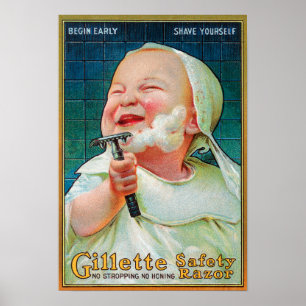Gillette-Rasierapparat - fangen Sie frühe Rasur an Poster