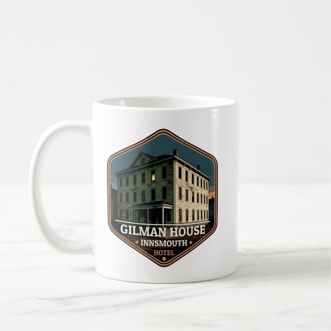 Gilman House Innsmouth Hotel Vintage Travel Badge Kaffeetasse (Links)