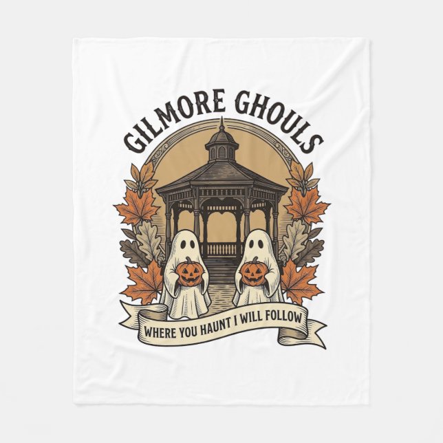 Gilmore Ghouls Vintage Halloween Geist Fleecedecke (Vorderseite)