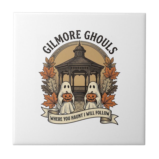 Gilmore Ghouls Vintage Halloween Geist Fliese (Vorderseite)