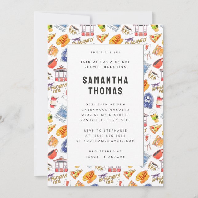 Gilmore Girls Watercolor Icons Brautparty Einladung (Vorderseite)