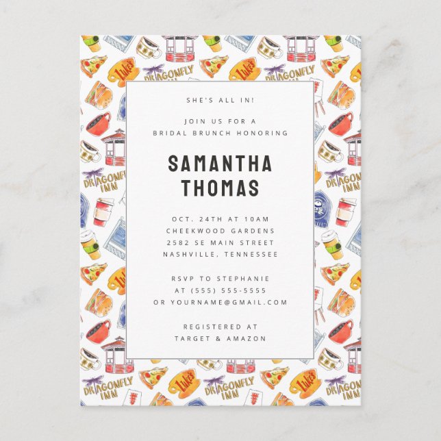 Gilmore Girls Watercolor Icons Bridal Brunch Postkarte (Vorderseite)