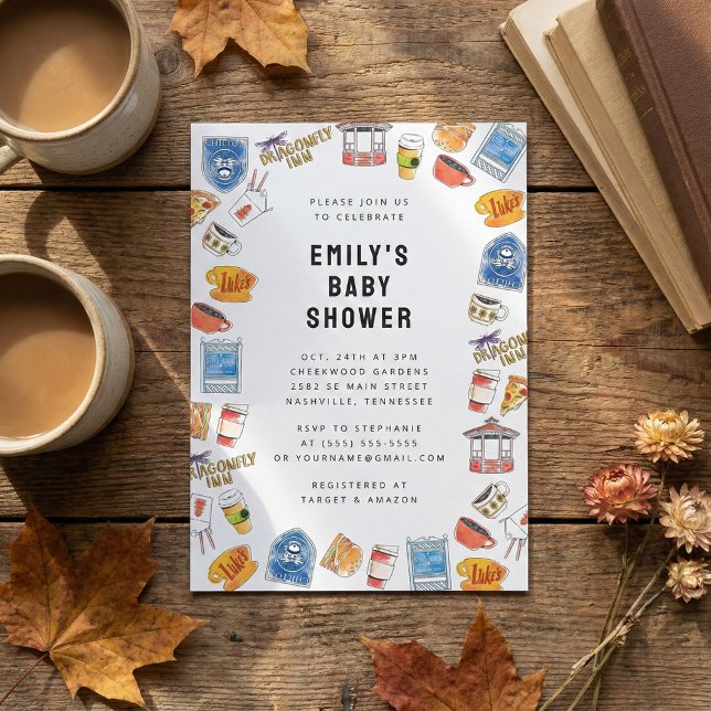 Gilmore Girls Watercolor Icons Kinderdusche Einladung (Von Creator hochgeladen)