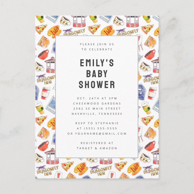 Gilmore Girls Watercolor Icons Kinderdusche Postkarte (Vorderseite)