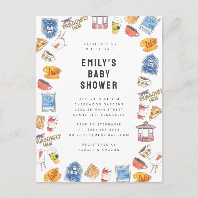 Gilmore Girls Watercolor Icons Kinderdusche Postkarte (Vorderseite)