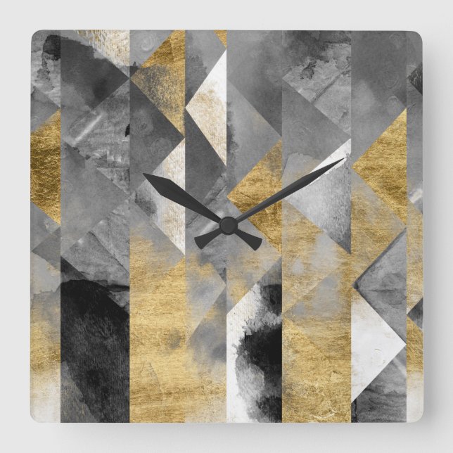 Gilt Reflections I Quadratische Wanduhr (Vorderseite)