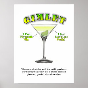 Gimlet Martini Cocktail Rezept 18"x24" Art Poster