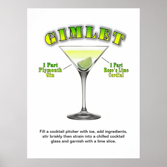 Gimlet Martini Cocktail Rezept 18"x24" Art Poster (Vorne)