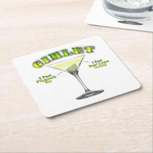Gimlet Martini Cocktail Rezept Kunst Rechteckiger Pappuntersetzer
