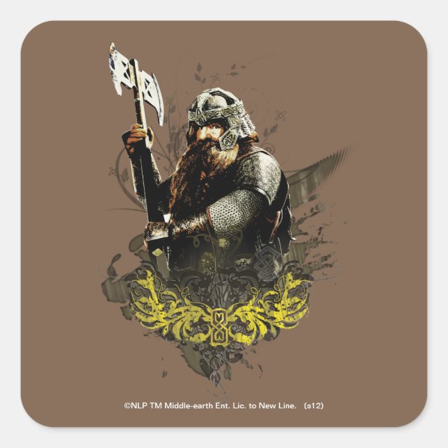 GIMLI™ mit AX Vector Collage Quadratischer Aufkleber (Vorderseite)