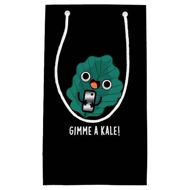 Gimme A Kale Funny Veggie Pun Dark BG Kleine Geschenktüte (Vorderseite)