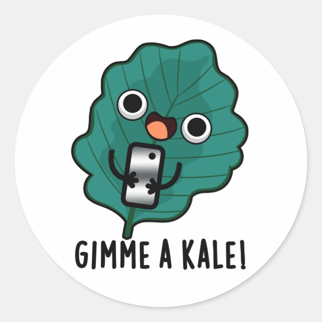 Gimme A Kale Funny Veggie Pun Runder Aufkleber (Vorderseite)