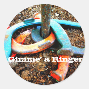 Gimme' a Ringer Horseshoe Pitching Geschenke Runder Aufkleber