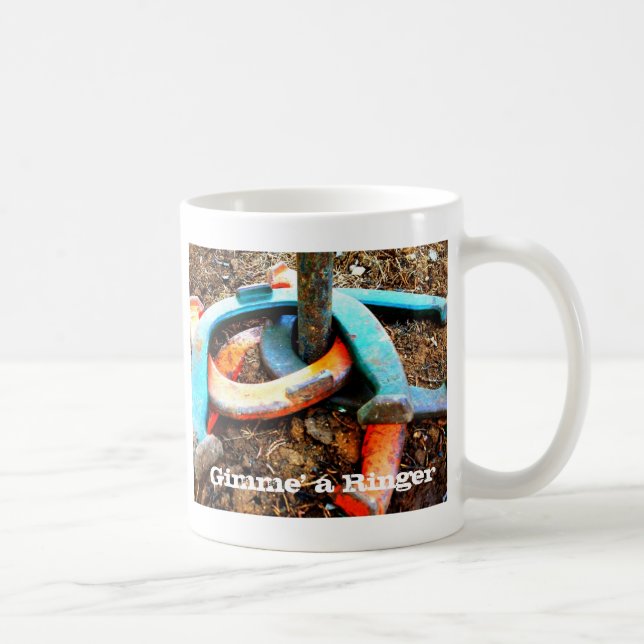 Gimme' a Ringer Horseshoe Pitching Geschenke Tasse (Rechts)