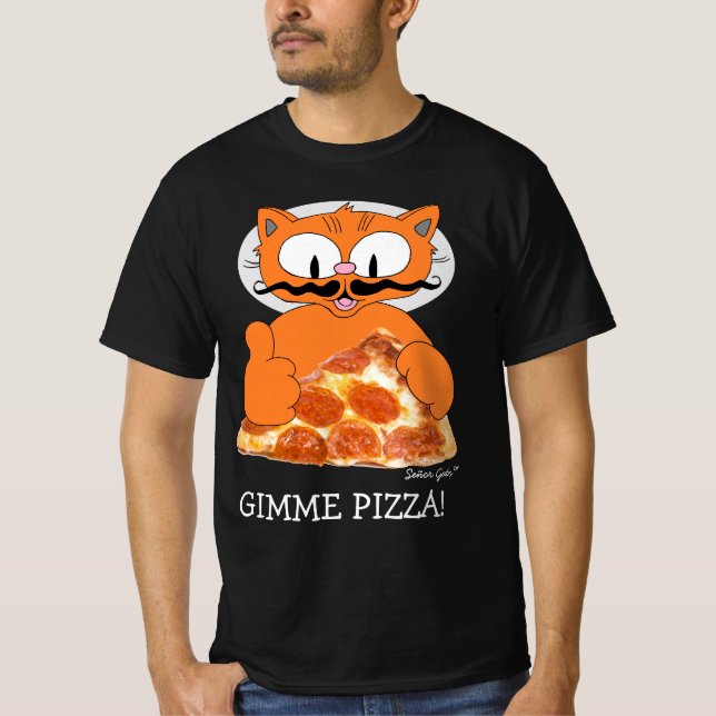 GIMME PIZZA! Señor Gato mit Pepperoni Pizza Slice T-Shirt (Vorderseite)