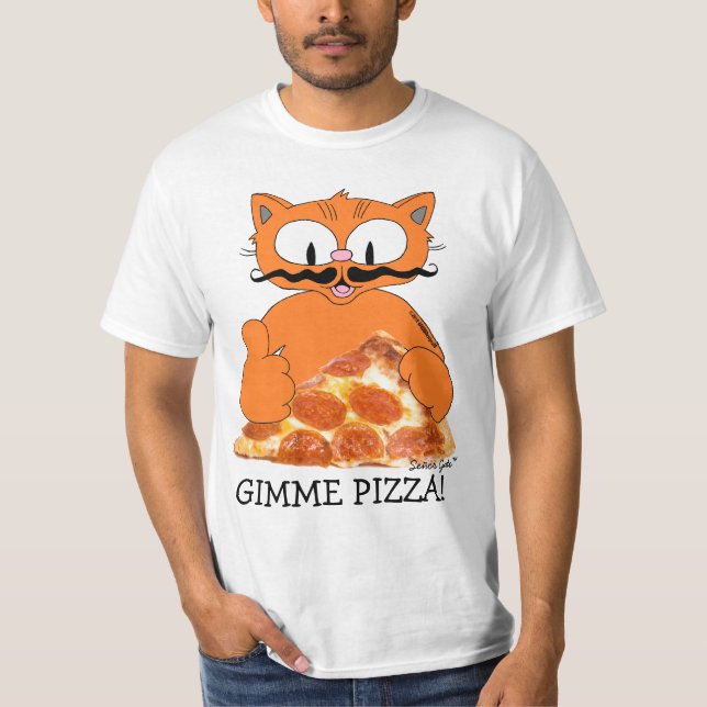 GIMME PIZZA! Señor Gato mit Pepperoni Pizza Slice T-Shirt (Vorderseite)