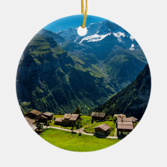 Gimmelwald in den Schweizer Alpen - die Schweiz Keramikornament (Vorne)