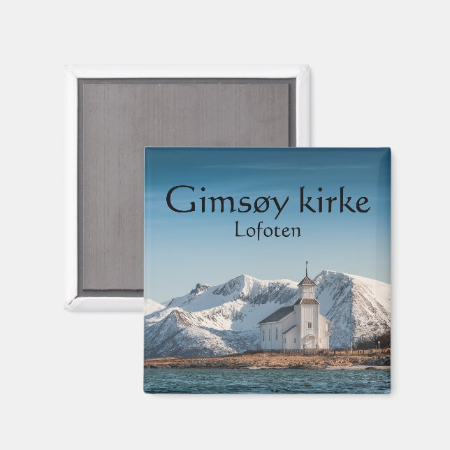 Gimsoy Church Lofoten Magnet (Vorderseite/Rückseite)
