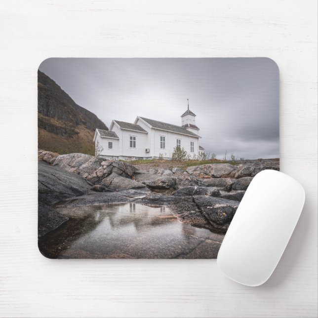 Gimsoy Church Lofoten Norwegen Mousepad (Mit Mouse)