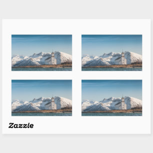 Gimsoy Church Lofoten Norwegen Rechteckiger Aufkleber