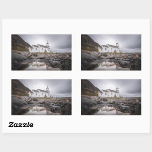 Gimsoy Church Lofoten Norwegen Rechteckiger Aufkleber