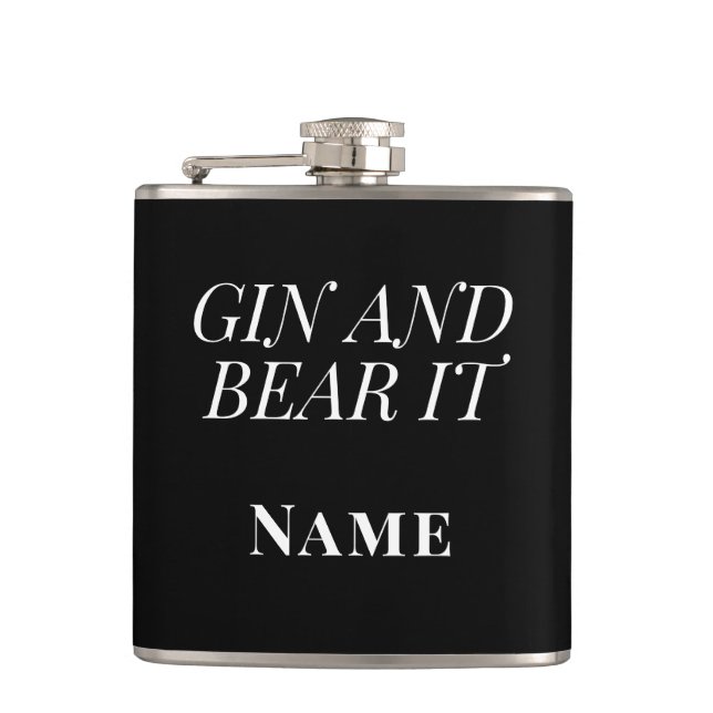 Gin and Bear It – Personalised Funny Gin Flachmann (Vorderseite)