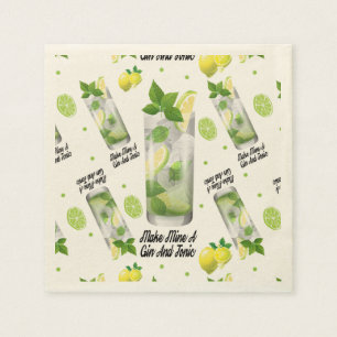 Gin and Tonic, Standard Cocktailpapier Napkins Serviette