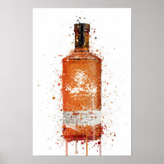 Gin Bottle Wall Art Print 'Blood Orange' Poster