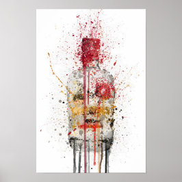 Gin Bottle Wall Art Print 'Crimson' Poster